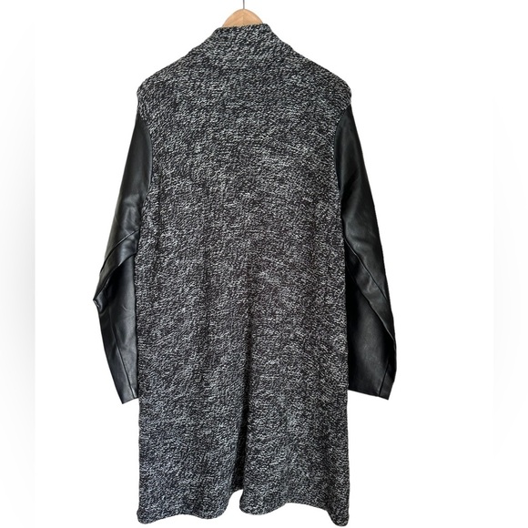 LRL Lauren Jeans Womens Full Front Zip Knit Jacket with Faux Leather Sleeve - Picture 15 of 16